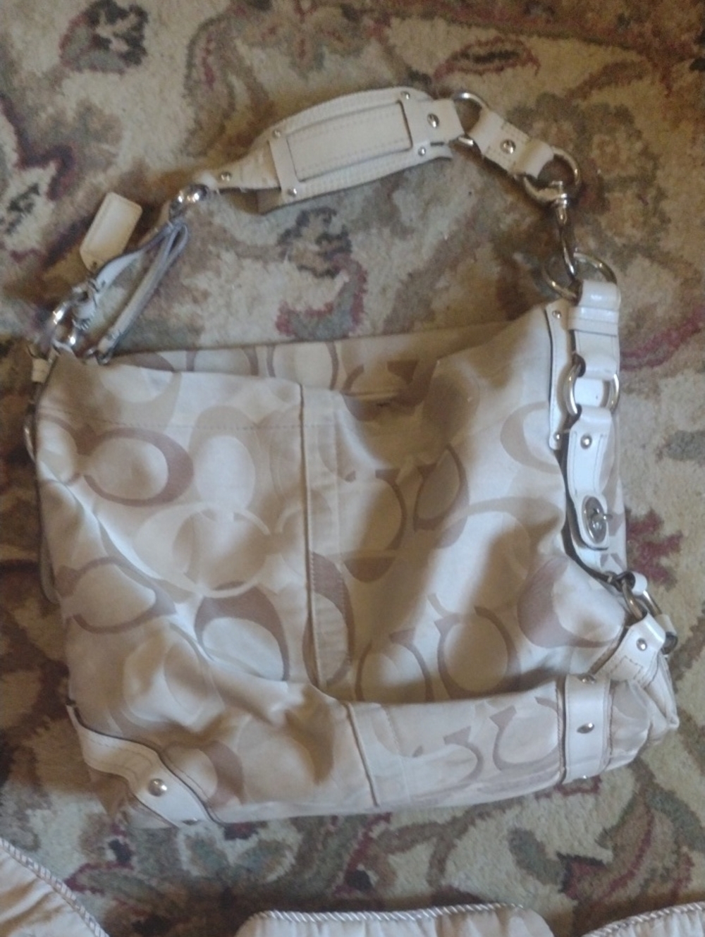 Coach Canvas Leather large Shoulder Hobo Carly Bag